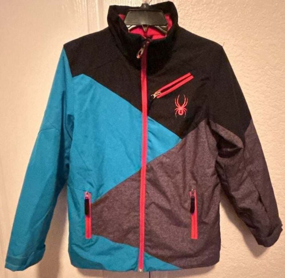 Spyder Boys Ski Jacket Size 14 Colorblock Blue Black Gray